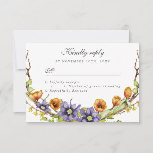 Invitation RSVP fleurs de ressort d'aquarelle