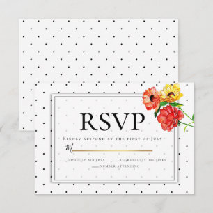 Invitation RSVP   Fleurs pois et aquarelles