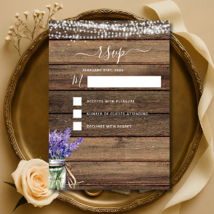Invitation RSVP Guirlande de lumières de ferme rustique Lavan