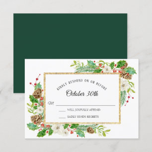 Invitation RSVP hiver Noël Floral Aquarelle