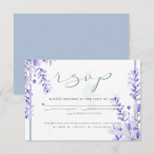 Invitation RSVP   Lavande d'aquarelle - Flore bleu poussiéreu