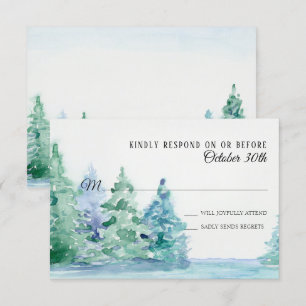 Invitation RSVP Mariage Blue Lake w Mountain Pine Trees