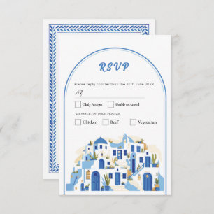 Invitation RSVP Mariage grec Santorin Grèce bleu
