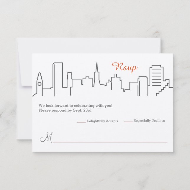 Invitation RSVP Mariage sur la ligne d'horizon de San Francis (Devant)