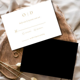 Invitation RSVP minimaliste Élégant Simple Or Blanc