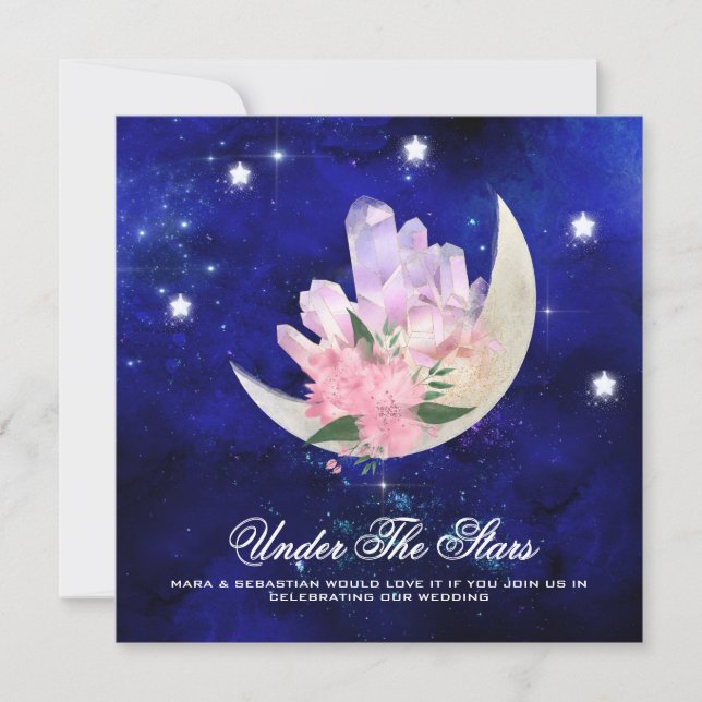 Invitation *~* RSVP Moon Stars Crystal SITE WEB AR14 Mariage (Devant)