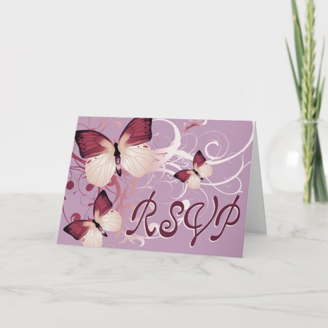 Invitation RSVP : papillons : (Devant)