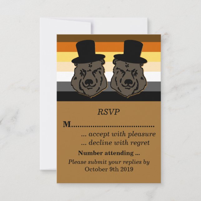 Invitation RSVP pour le mariage des mariés gays Fierté de l'o (Devant)