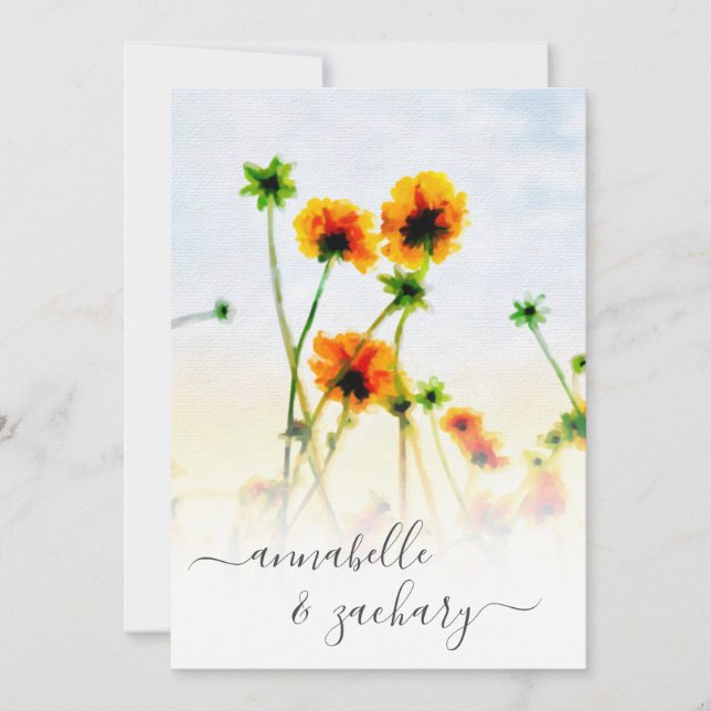 Invitation *~* RSVP - QR Red Orange Poppy Mariage FLORAL Invi (Devant)
