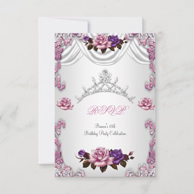 Invitation RSVP Quinceanera 15 15ème Roses Roses Roses Roses  (Devant)