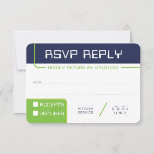 Invitation RSVP RÉPONSE 1 moderne gamer marine néon vert