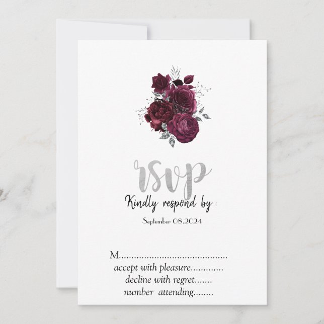 Invitation RSVP Rose (Devant)