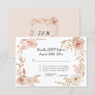 Invitation RSVP Rose Tendre Terracotta Fleurs Aquarelle Maria