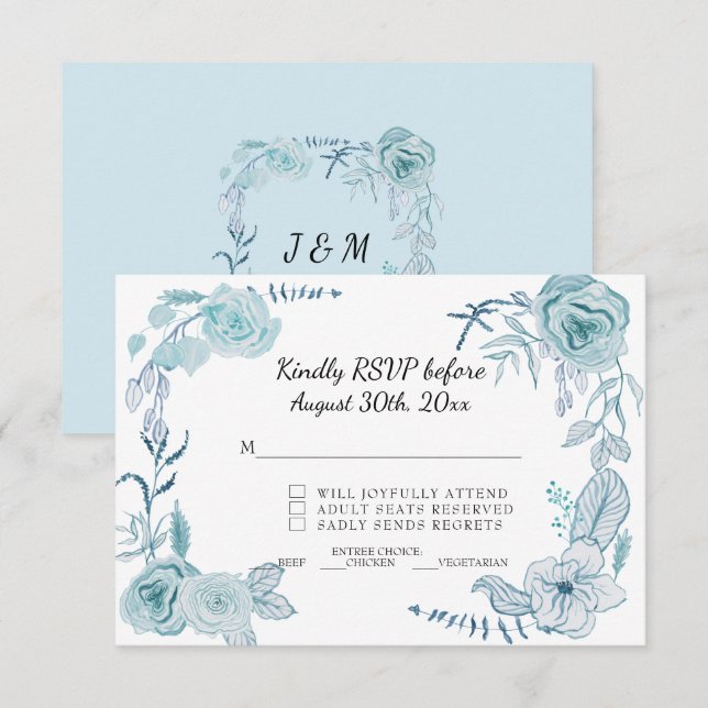 Invitation RSVP Rose Terracotta Fleurs de mariage à l'aquarel (Devant / Derrière)