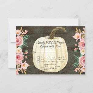 Invitation RSVP Rustic Blush Rose Floral Blanc Citrouille Boi