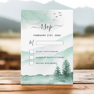 Invitation RSVP Rustic Mounts Forêt Aquarelle Moderne