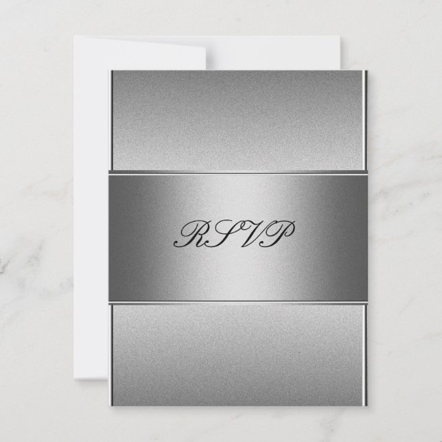 Invitation RSVP Silver Grey Métal Noir 21e anniversaire (Devant)