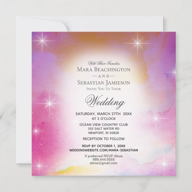 Invitation *~* RSVP Site web Cosmos Nebula Celestin Mariage (Devant)