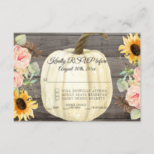 Invitation RSVP Tournesol rustique n Floral Citrouille Barn W