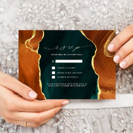 Invitation RSVP turquoise, Burning Orange & Gold A