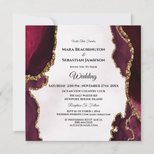 Invitation *~* RSVP Website AGATE AR13 Gold Maroon Mariage