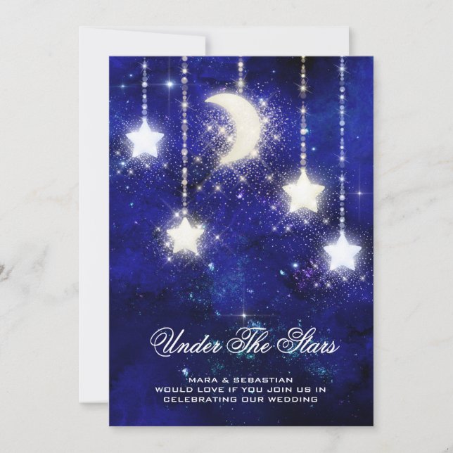 Invitation *~* RSVP Website MOON STARS Celestial AR14 Mariage (Devant)