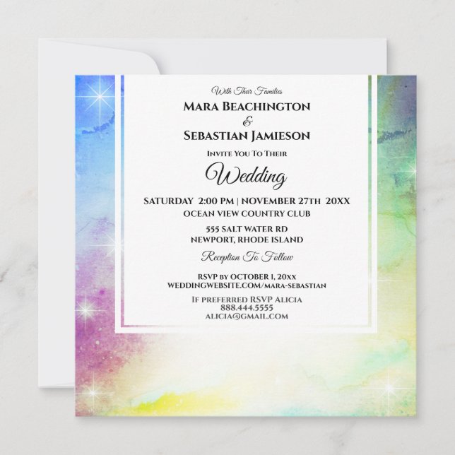 Invitation *~* RSVP Website Universe Rainbow Mariage (Devant)