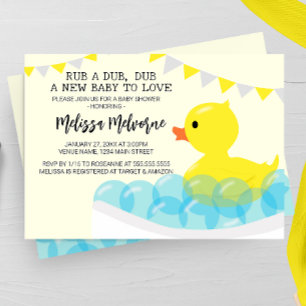 Invitation Rub A Dub Dub Dub, Caoutchouc Baby shower