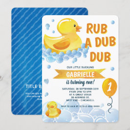 Invitation Rub a Dub Rubber Duck Anniversaire fête