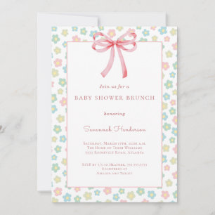 Invitation Ruban à arc floral rose Baby Shower Brunch 