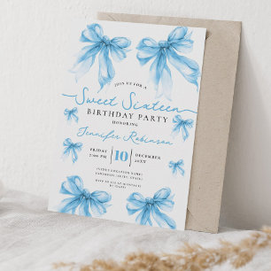 Invitation Ruban à Nœud Féminin Douce 16ème Fête d'Anniversai