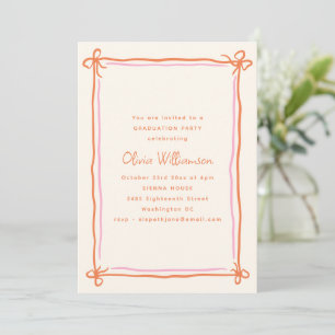 Invitation Ruban à nœud rose orange fantaisiste Fête de remis