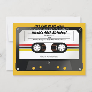 Invitation Ruban Cassette Rétro Jaune Anniversaire 90's