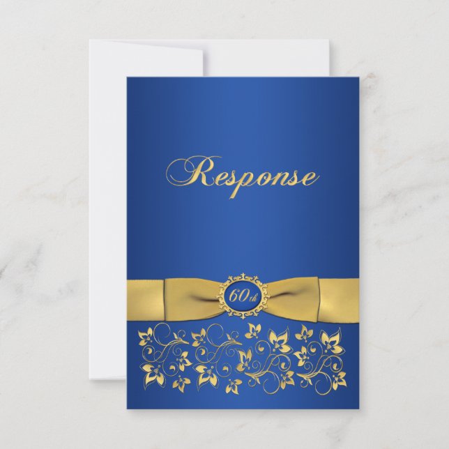 Invitation RUBAN IMPRIMÉ Forme Fantaisie 60e Anniversaire RSV (Devant)