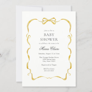 Invitation Ruban jaune et Baby shower de vaches