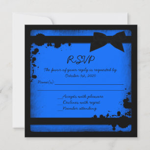 Invitation Ruban noir bleu néon grunge mariage RSVP