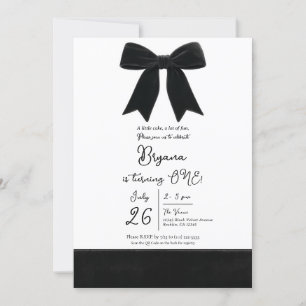 Invitation Ruban Noir en Velours Élégant et Chic 1er Annivers