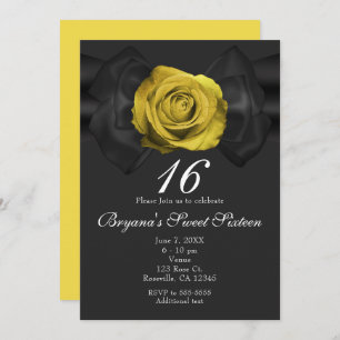 Invitation Ruban noir et rose jaune TOUTES LES COULEURS Invit