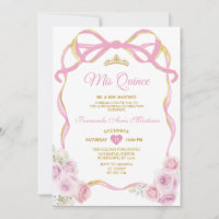 Ruban rose floral bleu Couronne or Mis Quince
