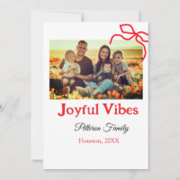 Ruban rouge vibes joyeuses ajouter nom de famille