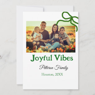 Invitation Ruban vert vibes joyeuses ajoutez nom de photo de