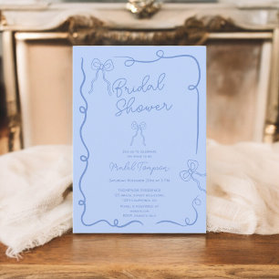 Invitation Rubans à arcs bleus chic illustrations Douche nupt