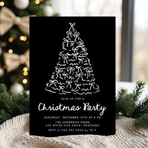 Invitation Rubans Fantaisistes d'Arbre de Noël pour Soirée de