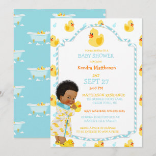 Invitation Rubber Duck Ducky Africain Américain Sexe Neutre