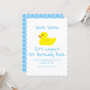 Invitation Rubber Duck Lattice Premier anniversaire Invitatio