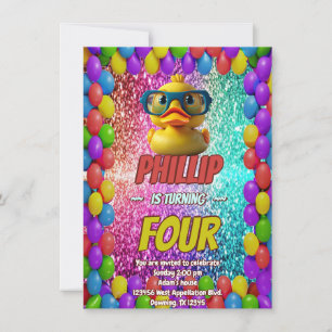 Invitation Rubber Duck personnalisable caractère d'anniversai