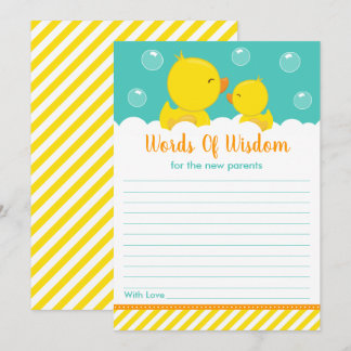 Invitation Rubber Ducky Jaune et Vert Mots de sagesse