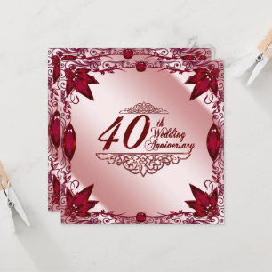 Invitation Ruby 40e anniversaire du Mariage 5.25x5.25 Invitat