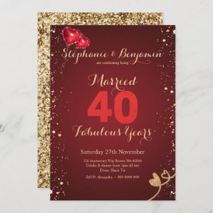 Invitation Ruby 40e Mariage Anniversaire Parties scintillant 