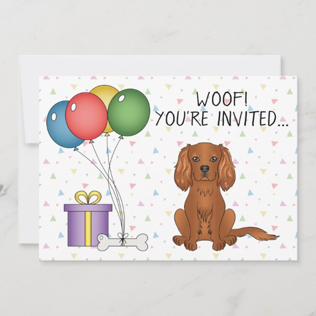 Invitation Ruby Cavalier King Charles Spaniel Chien - Anniver (Devant)